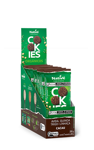 SITE BISCOITO E COOKIE | COOKIE DE AVEIA E CACAU ORGÂNICO COM 7 UNIDADE DE 40gr