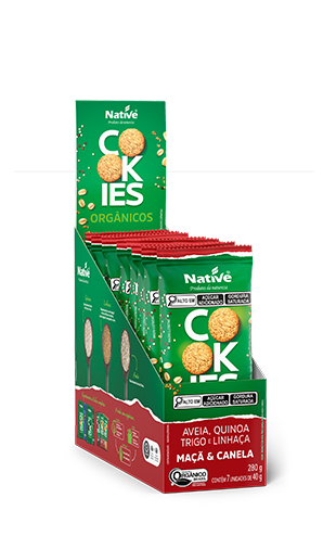 SITE BISCOITO E COOKIE | COOKIE DE AVEIA E MAÇA ORGÂNICO COM 7 UNIDADE DE 40gr